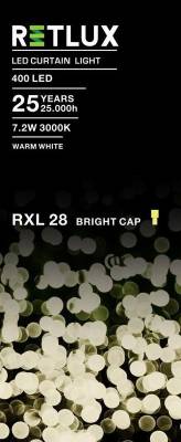 RETLUX RXL 28 400LED CURTAIN LIGHT WW 5M, vánoční LED závěs, teplá bílá DOPRODEJ
