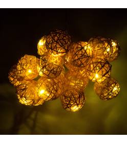 RETLUX RXL 22 20LED RATTAN BALLS WW 0,5 M, vánoční osvětlení - ratanové LED koule, teplá bílá DOPRODEJ
