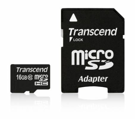 Transcend microSDHC 16GB Class 10 TS16GUSDHC10, paměťová karta s adaptérem