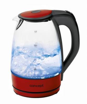 CONCEPT RK4030re Rychlovarná konvice skleněná 1,7 l červená