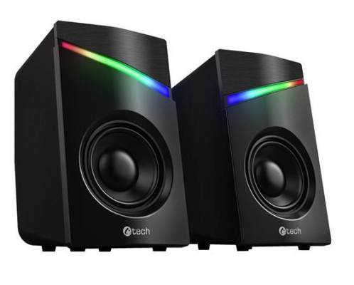 C-TECH reproduktory SPK-15, 2.0, 6W, RGB podsvícení, 3,5mm jack, USB napájení, černé