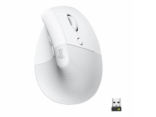 Logitech Lift Vertical Ergonomic Mouse - Bílá, 400-4000dpi, 6 tlačítek, bluetooth  bolt