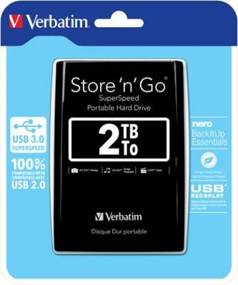 Verbatim Store´n´ Go 2TB, 2,5", USB 3.0, 53177, externí HDD, černý