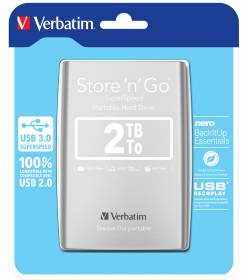 Verbatim Store´n´ Go 2TB, 2,5", USB 3.0, 53189, externí HDD, stříbrný
