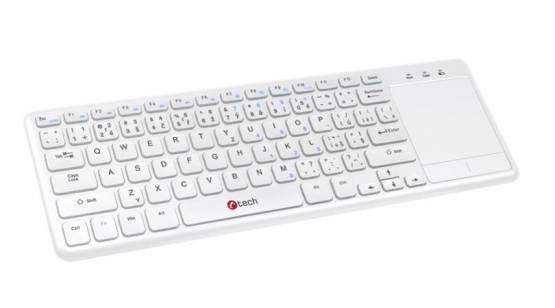 C-TECH WLTK-01, bezdrátová klávesnice s touchpadem, bílá, USB,CZ/SK
