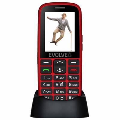 Evolveo EasyPhone EG, mobilní telefon pro seniory s nabíjecím stojánkem (červená barva)