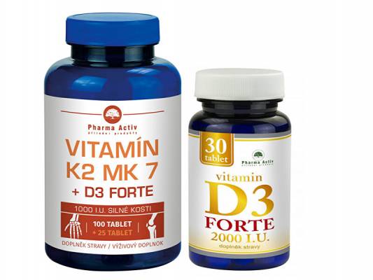 Pharma Activ Vitamín K2 MK7 + D3 FORTE 125 tbl. + Vitamín D3 Forte 30 tbl.