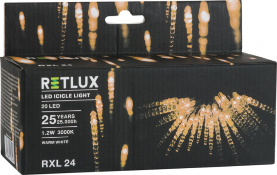 RETLUX RXL 24 20LED ICICLE LIGHT WW 5 M, vánoční LED rampouchy, teplá bílá DOPRODEJ