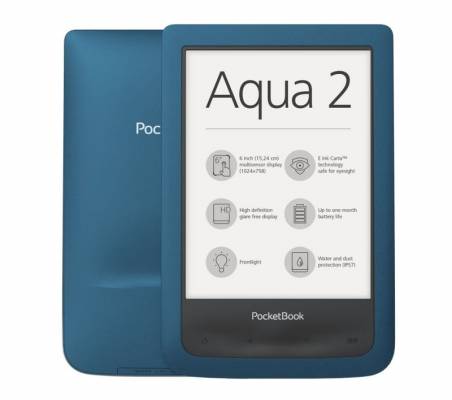 PocketBook 641 Aqua 2, modrý ebook reader, 6´´ E-ink 756x1024 LCD, Wifi, 8GB+microSD