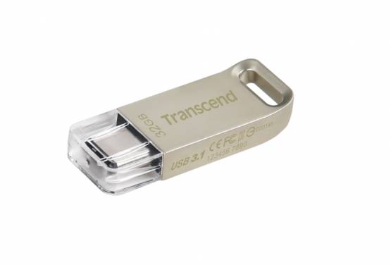Transcend JetFlash 850S 32GB, USB-C flash disk, stříbrný, kov, TS32GJF850S