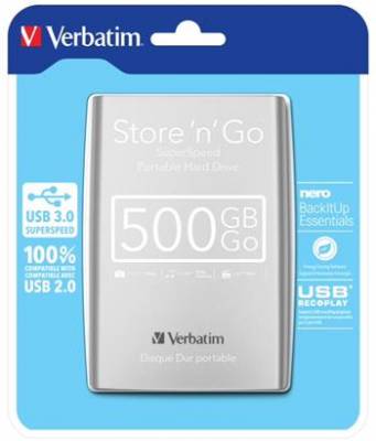 Verbatim Store 'n' Go 500GB, 2,5", USB 3.0, 53021, externí HDD, stříbrný