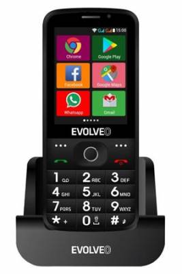 Evolveo EasyPhone AD, mobilní telefon pro seniory s nabíjecím stojánkem, černá