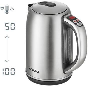 CONCEPT RK3180 Rychlovarná konvice s termoregulací nerezová 1,7 l SINFONIA