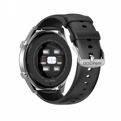 ARMODD Řemínek  Silentwatch 5 Pro silikonový černý se stříbrnou sponou (22mm)