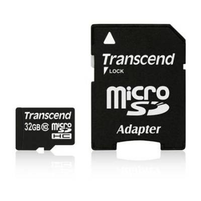 Transcend microSDHC 32GB Class 10 TS32GUSDHC10, paměťová karta s adaptérem
