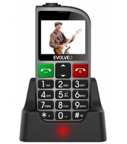Evolveo EasyPhone FM, mobilní telefon pro seniory s nabíjecím stojánkem, stříbrný