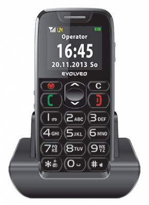 Evolveo EasyPhone, mobilní telefon pro seniory s nabíjecím stojánkem, černo-stříbrný