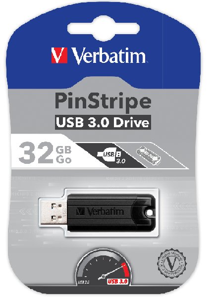 Verbatim Store 'n' Go PinStripe 32GB 49317, flash disk, černý