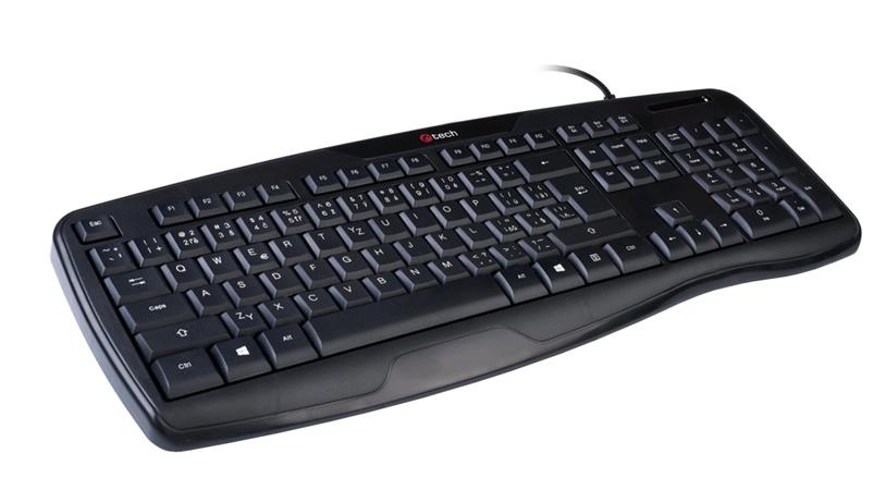 C-TECH KB-107, klávesnice ERGO, CZ/SK, černá