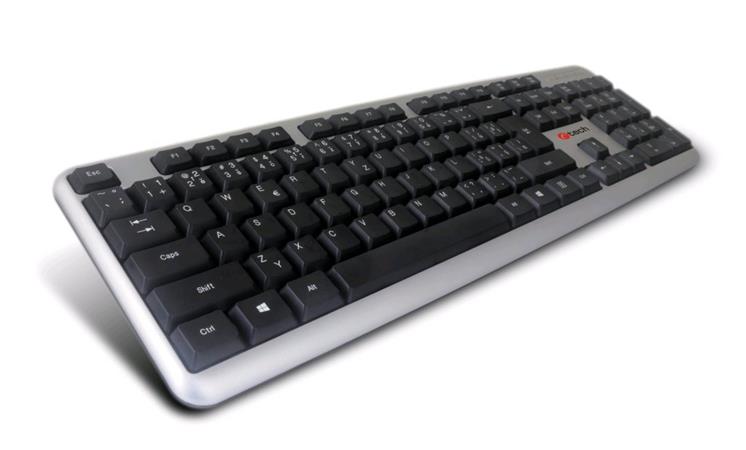 C-TECH KB-102-U-SL, klávesnice CZ/SK, stříbrná