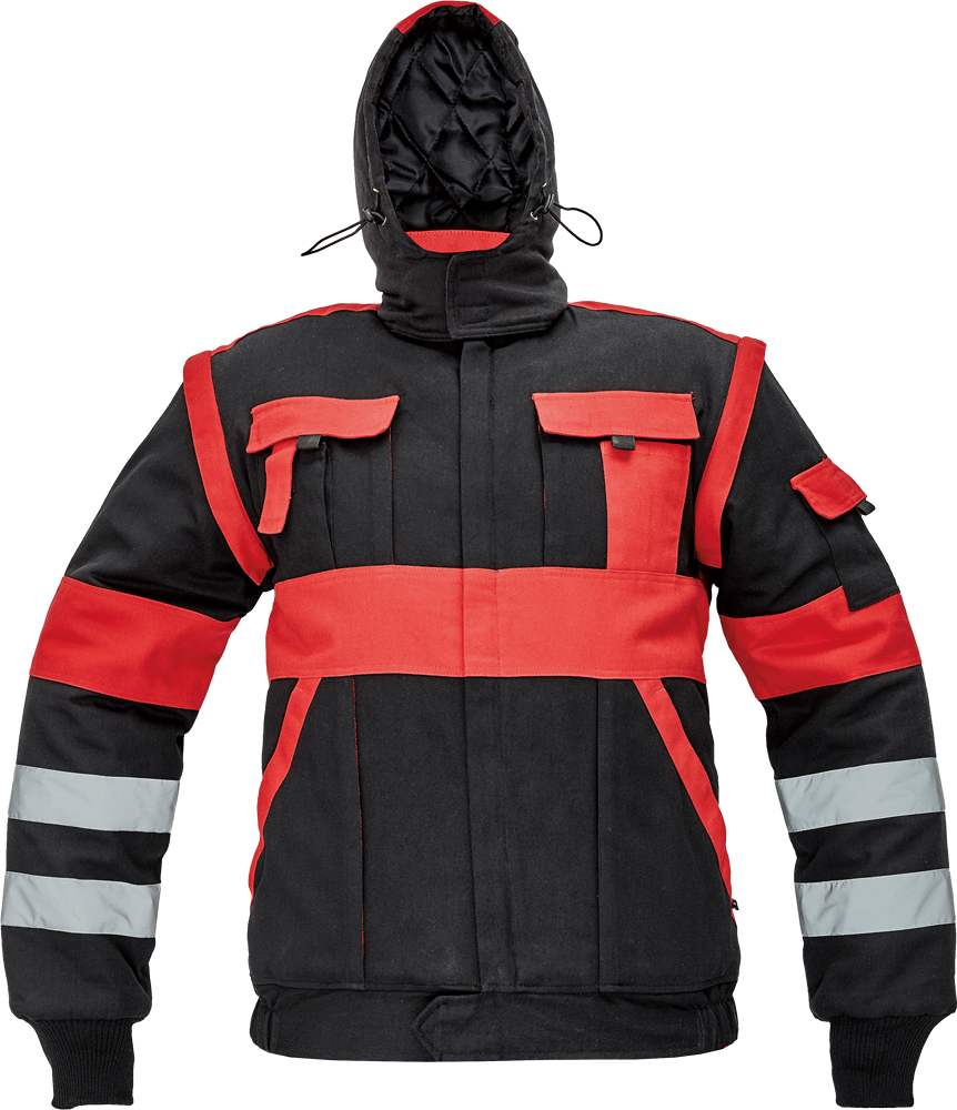 CERVA MAX WINTER RFLX zimní bunda černá/červená 52