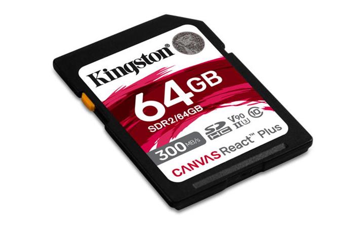 Kingston 64GB Canvas React Plus SDHC UHS-II 300R/260W U3 V90 for Full HD/4K/8K