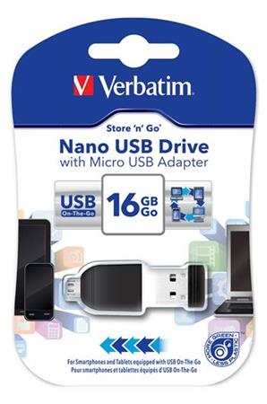 Verbatim Store 'n' Stay NANO 16GB USB 2.0 + OTG adapter černá
