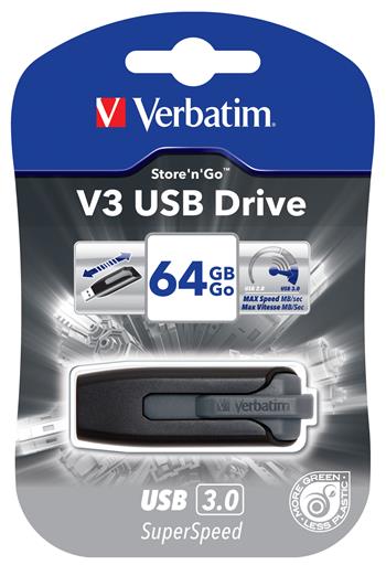 Verbatim Store 'n' Go V3 64GB, flash disk, černý