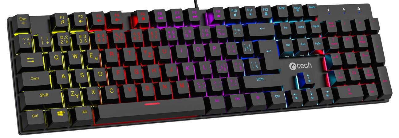 C-TECH Mechanická herní klávesnice Morpheus (GKB-11), casual gaming, CZ/SK, červené spínače, RGB podsvícení, USB